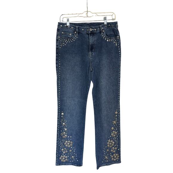 DG2 Diane Gilman Embellished Straight Leg Jeans High Rise Festival Western 8 - Picture 2 of 9